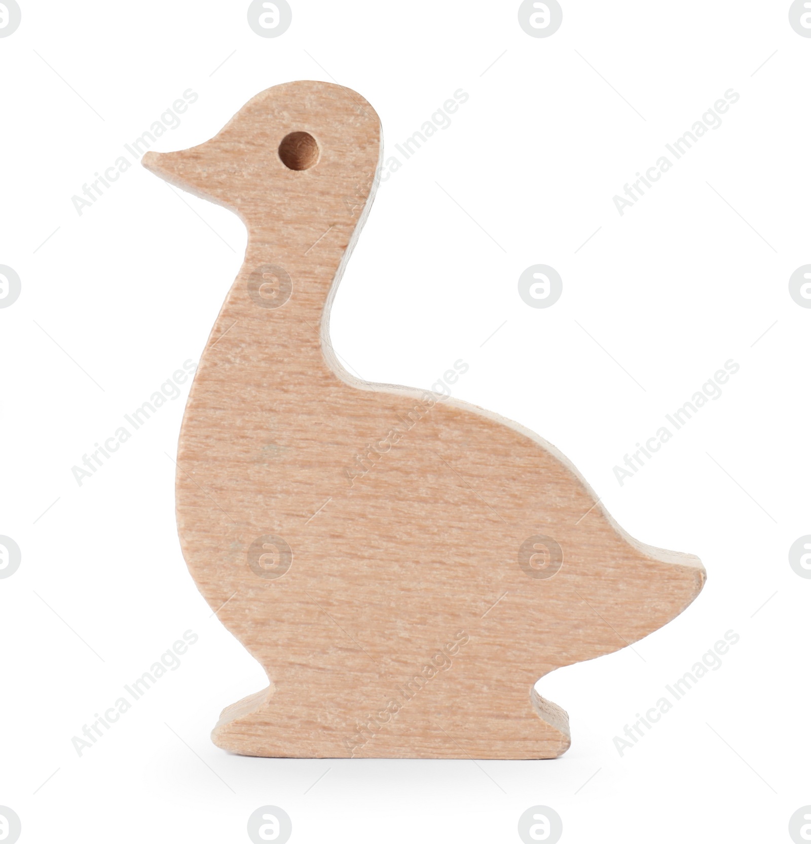 Photo of Wooden duck isolated on white. Children's toy
