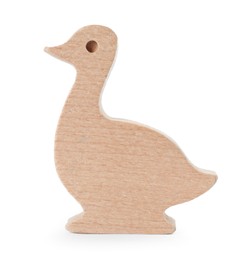 Photo of Wooden duck isolated on white. Children's toy