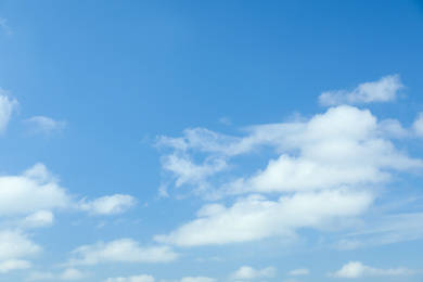 Picturesque view of beautiful blue sky with fluffy white clouds