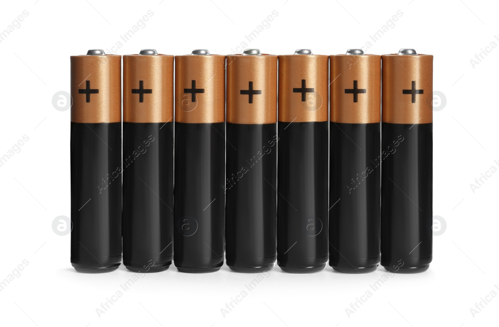 Image of New AAA batteries on white background. Dry cell