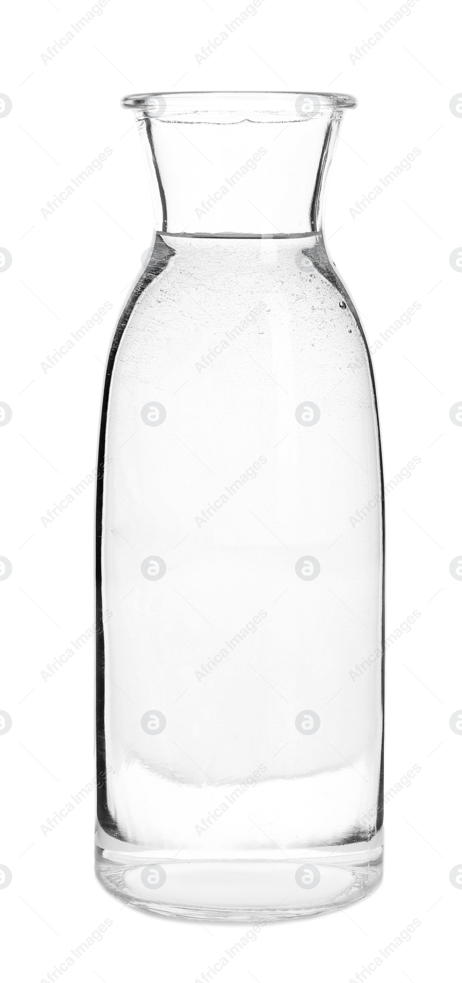 Photo of Glass carafe with fresh water on white background