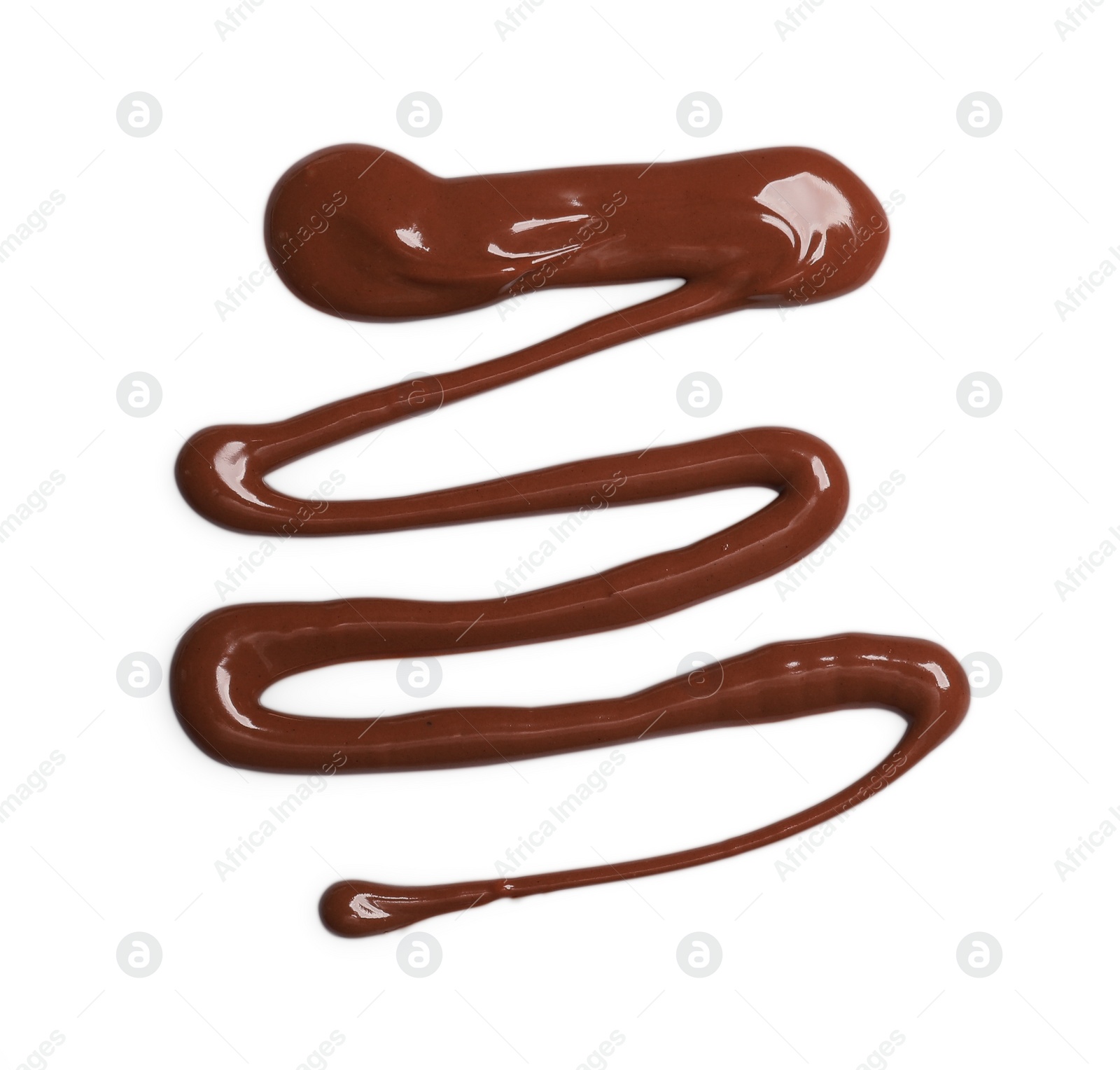 Photo of Smear of tasty milk chocolate paste isolated on white, top view