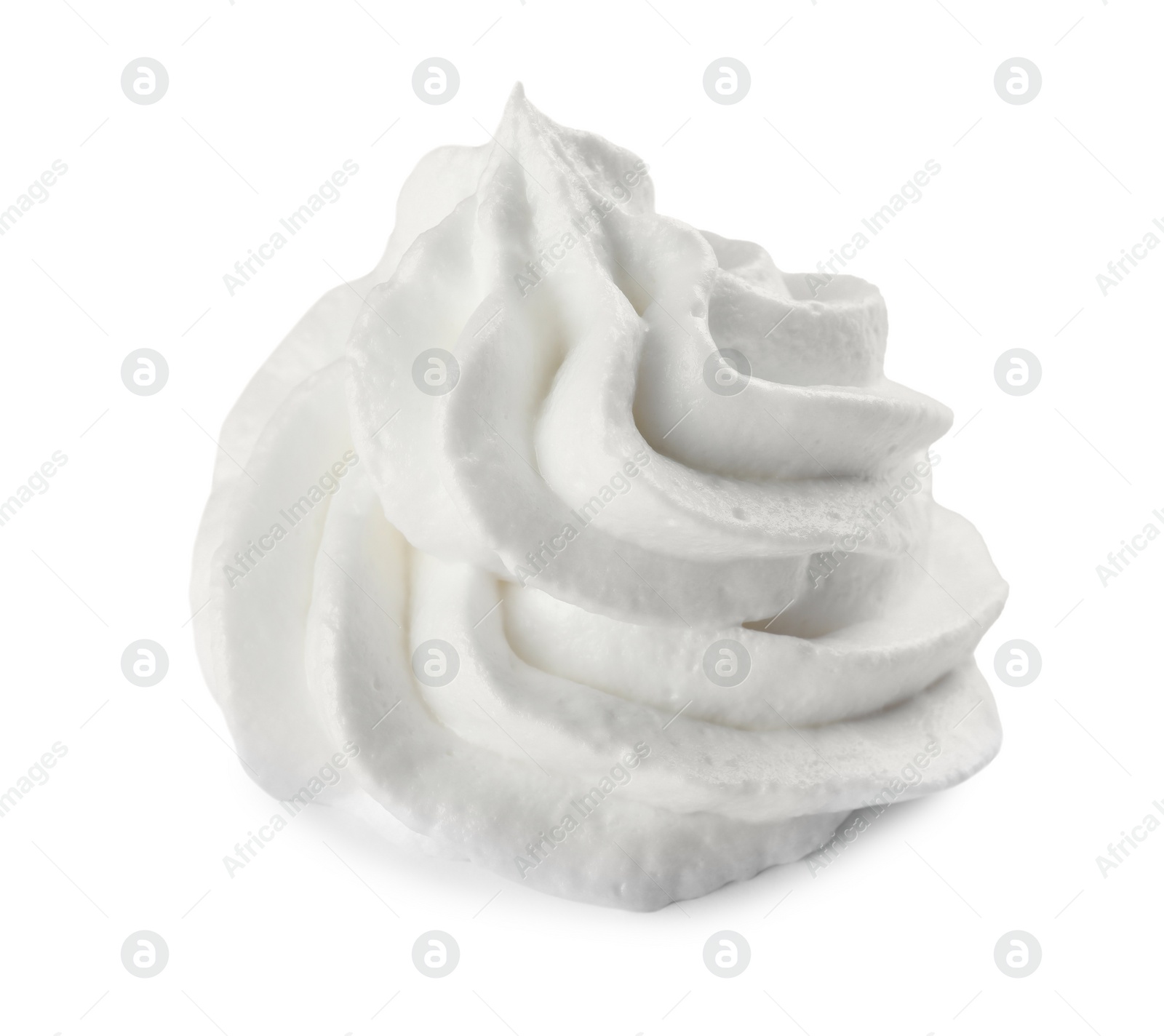 Photo of Delicious fresh whipped cream isolated on white