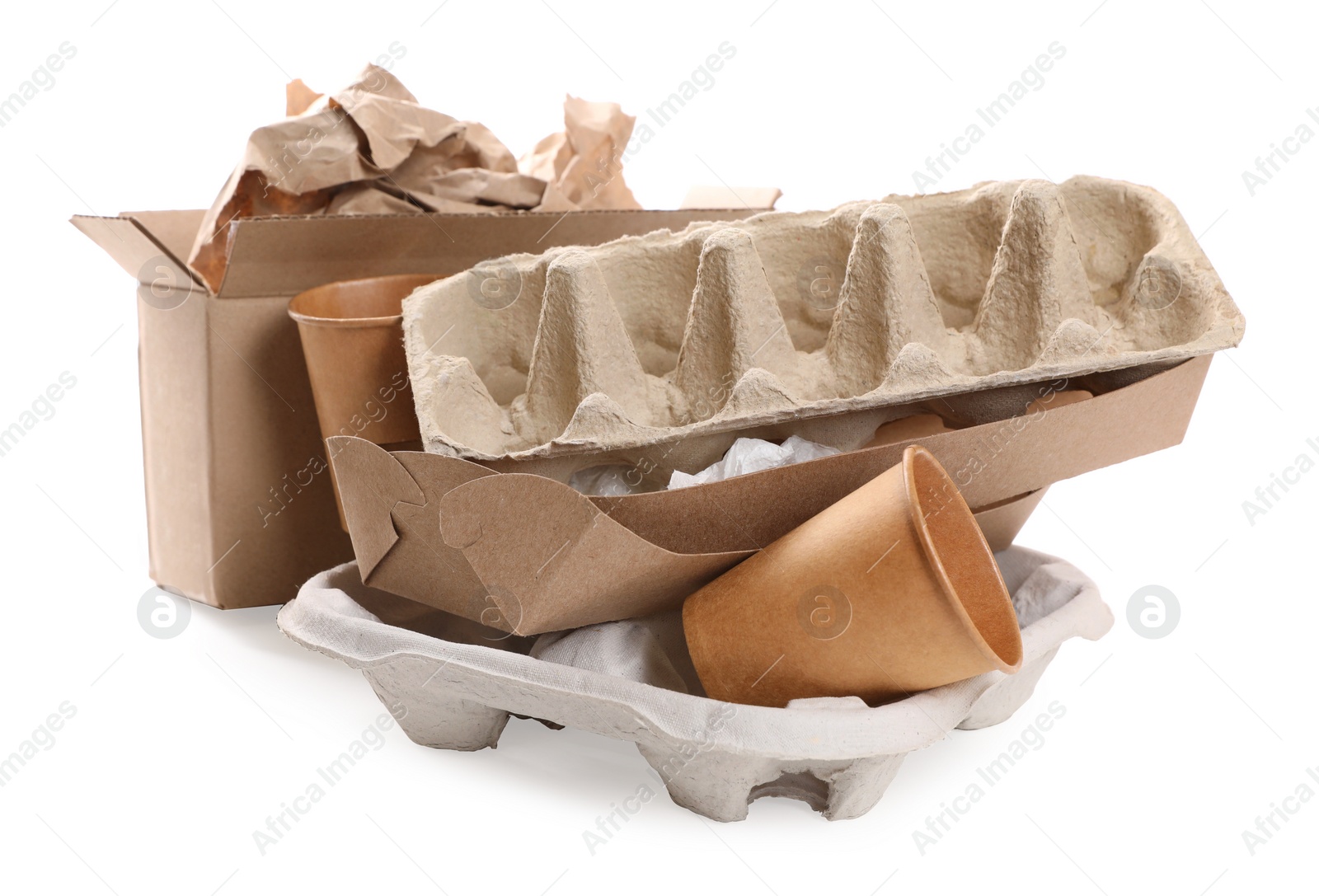 Photo of Heap of waste paper isolated on white
