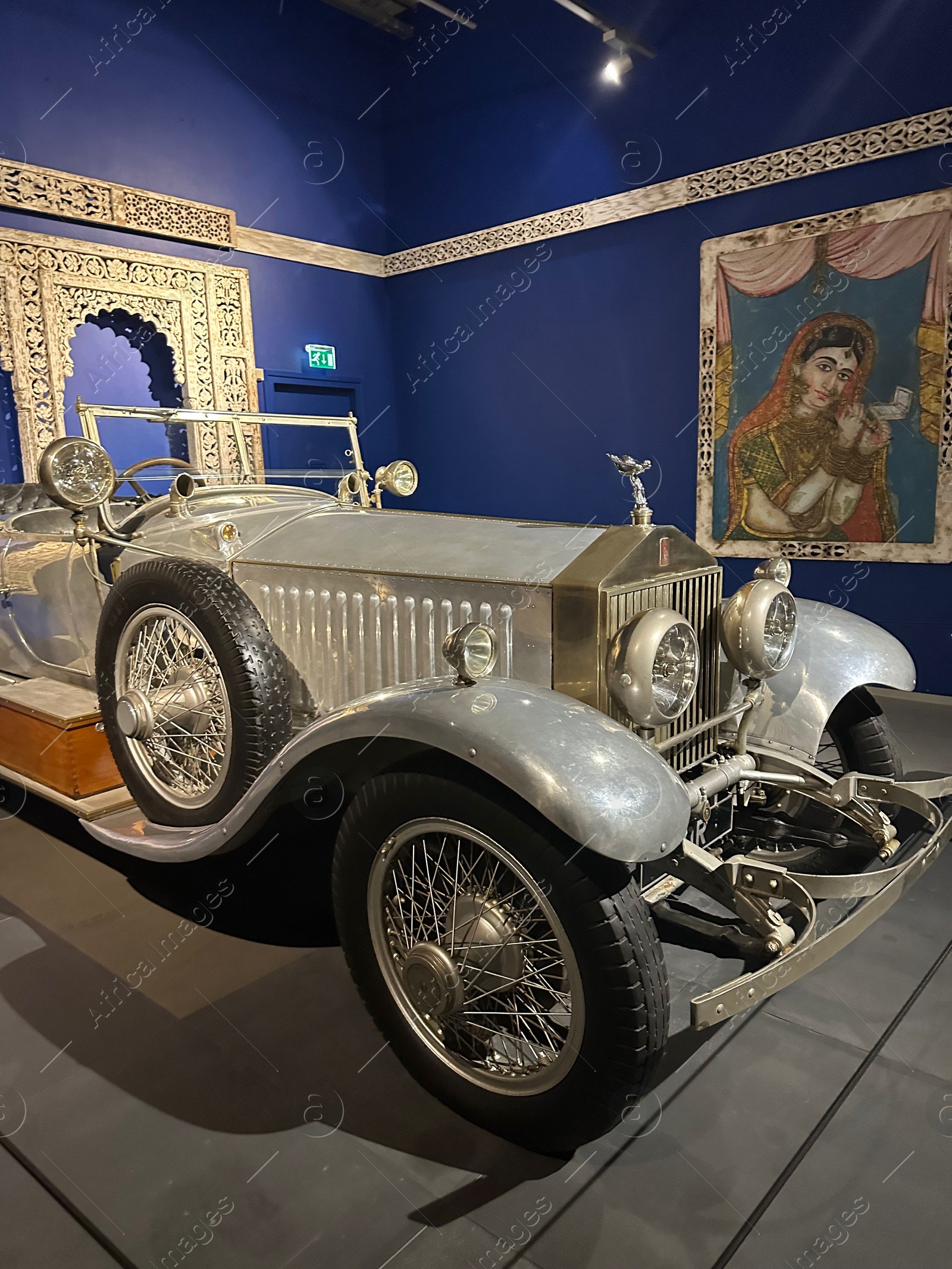 Photo of Hague, Netherlands - November 8, 2022: Beautiful view of grey retro car in Louwman museum