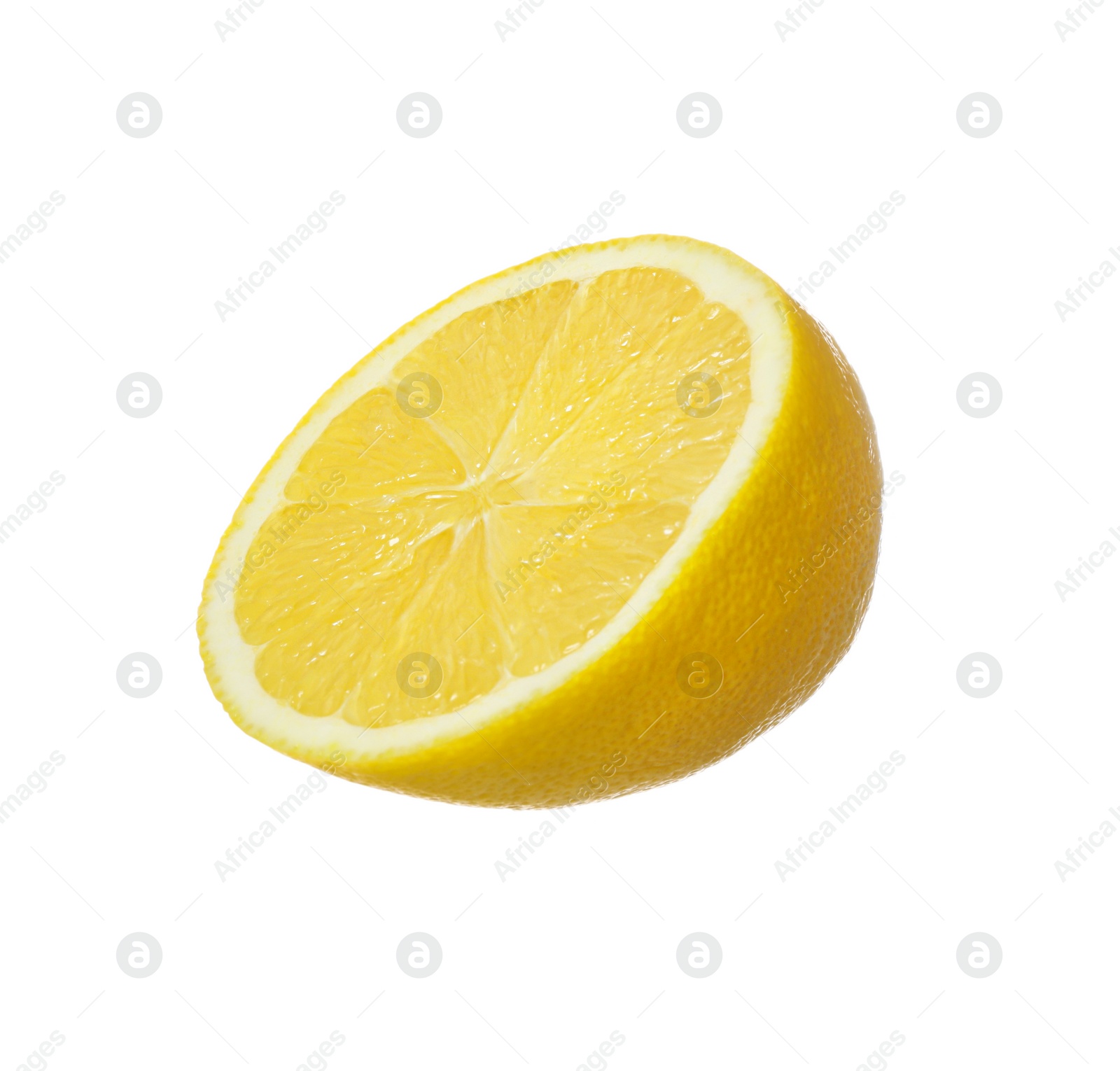 Photo of Fresh ripe lemon half isolated on white