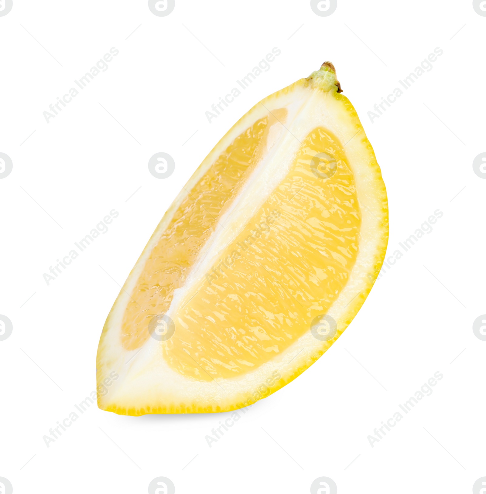 Photo of Citrus fruit. Slice of fresh lemon isolated on white