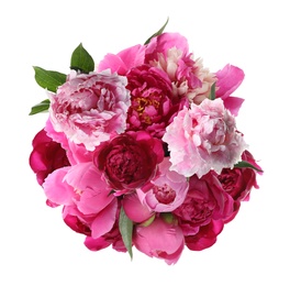 Image of Beautiful peony flower bouquet on white background