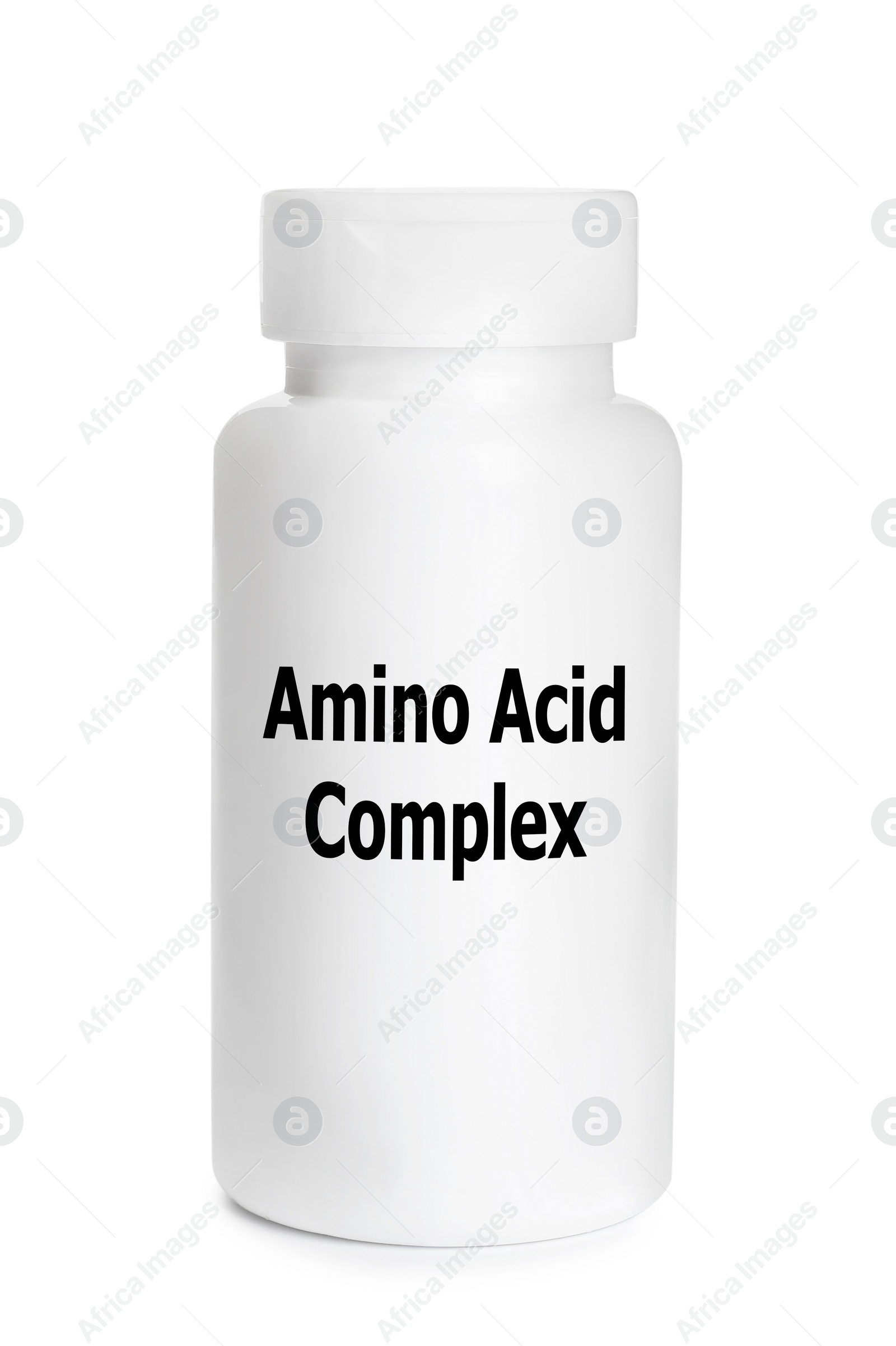 Image of Plastic bottle with Amino Acid Complex on white background