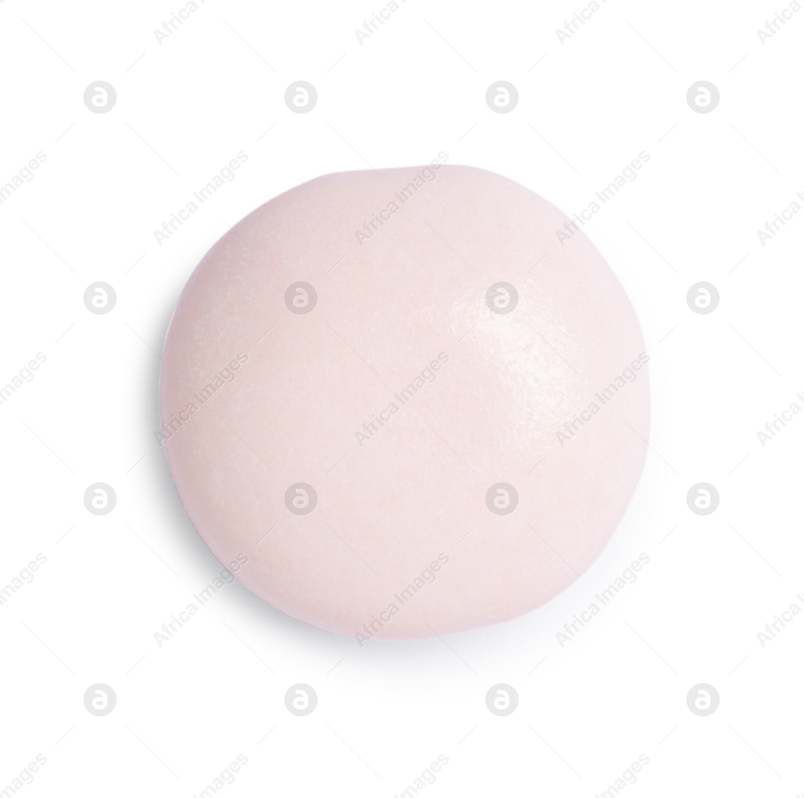 Photo of One tasty bubble gum isolated on white, top view