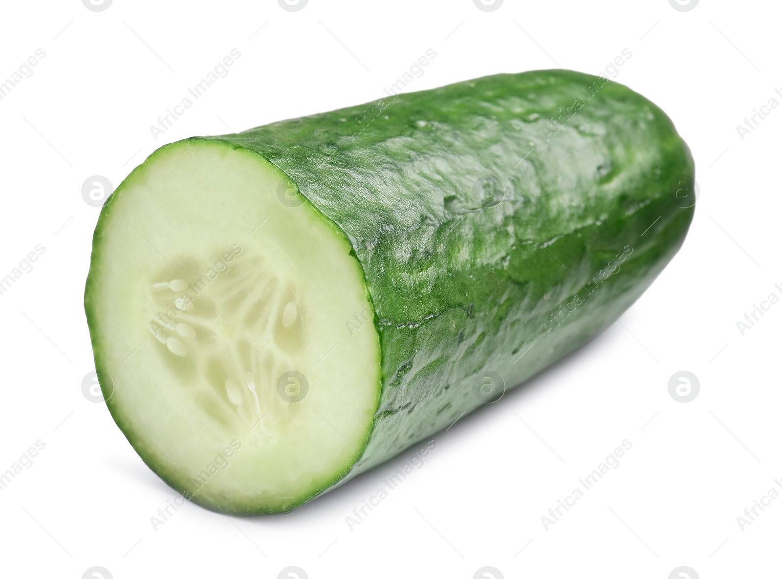 Photo of Half of long cucumber isolated on white