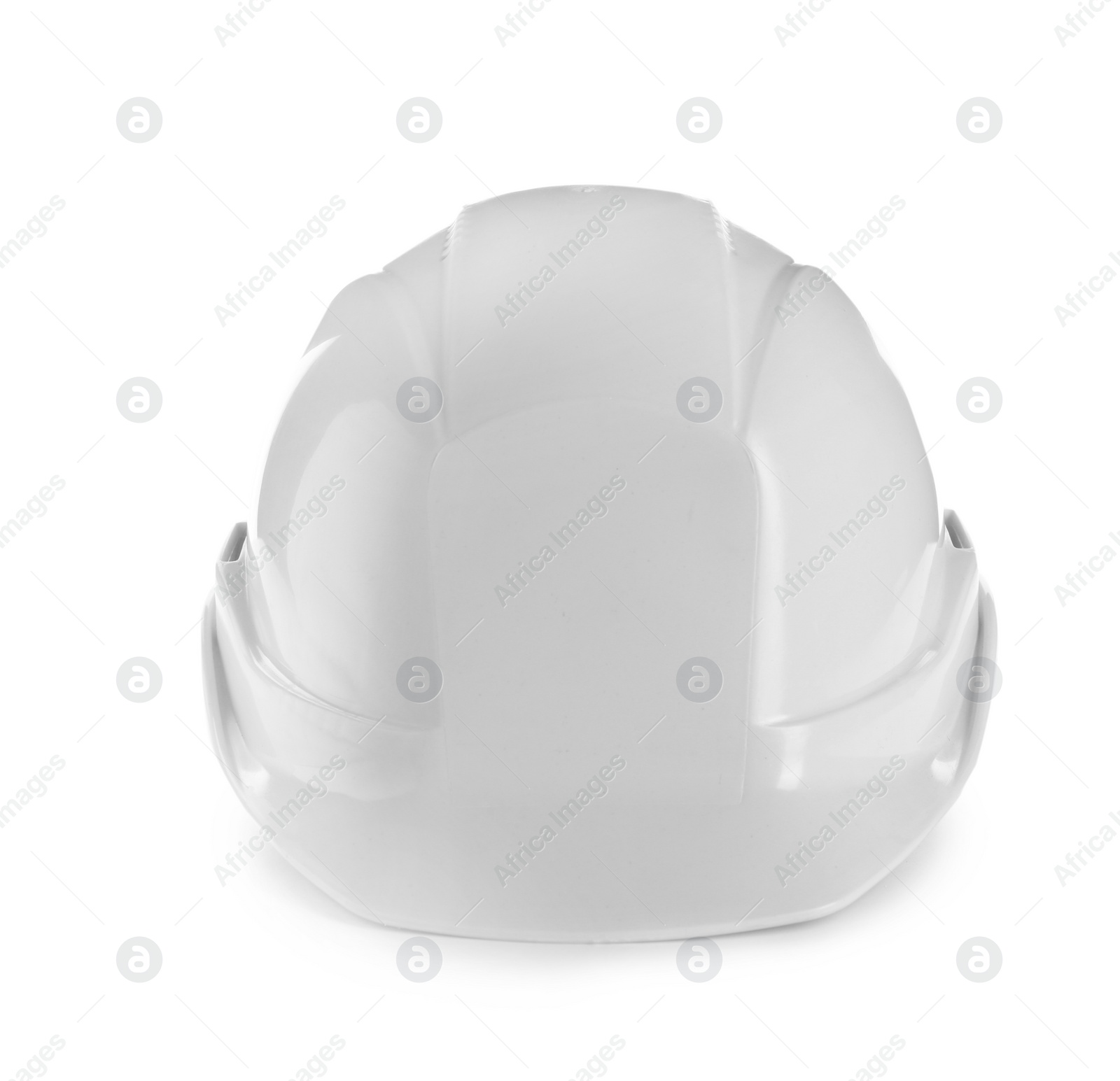 Photo of Protective hard hat on white background. Safety equipment