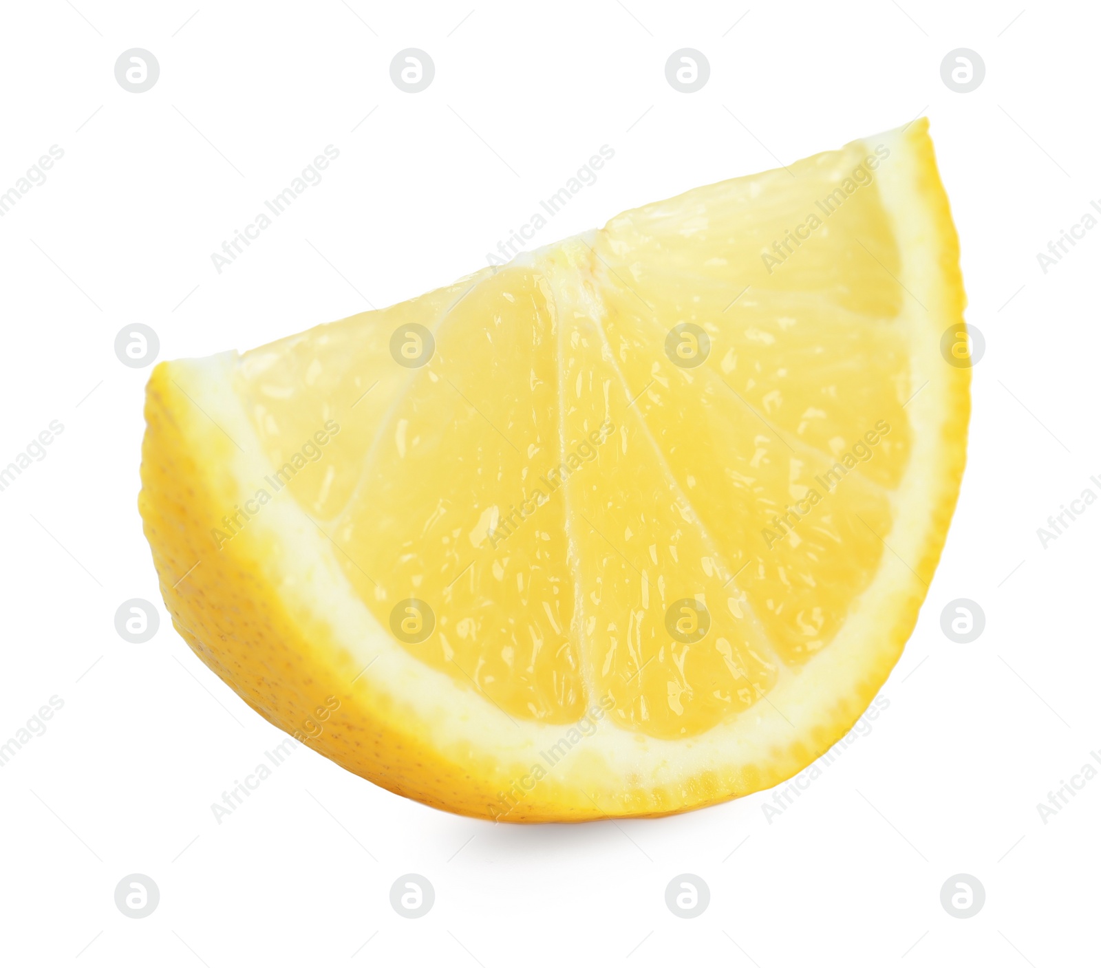 Photo of Slice of fresh lemon isolated on white