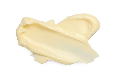 Photo of Fresh natural butter isolated on white, top view