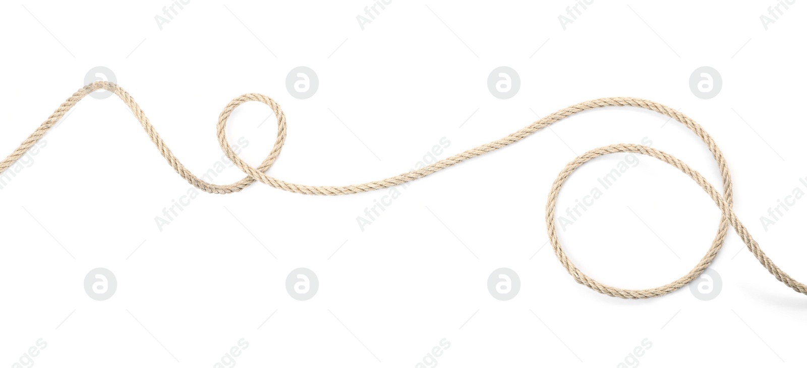 Photo of Hemp rope isolated on white, top view