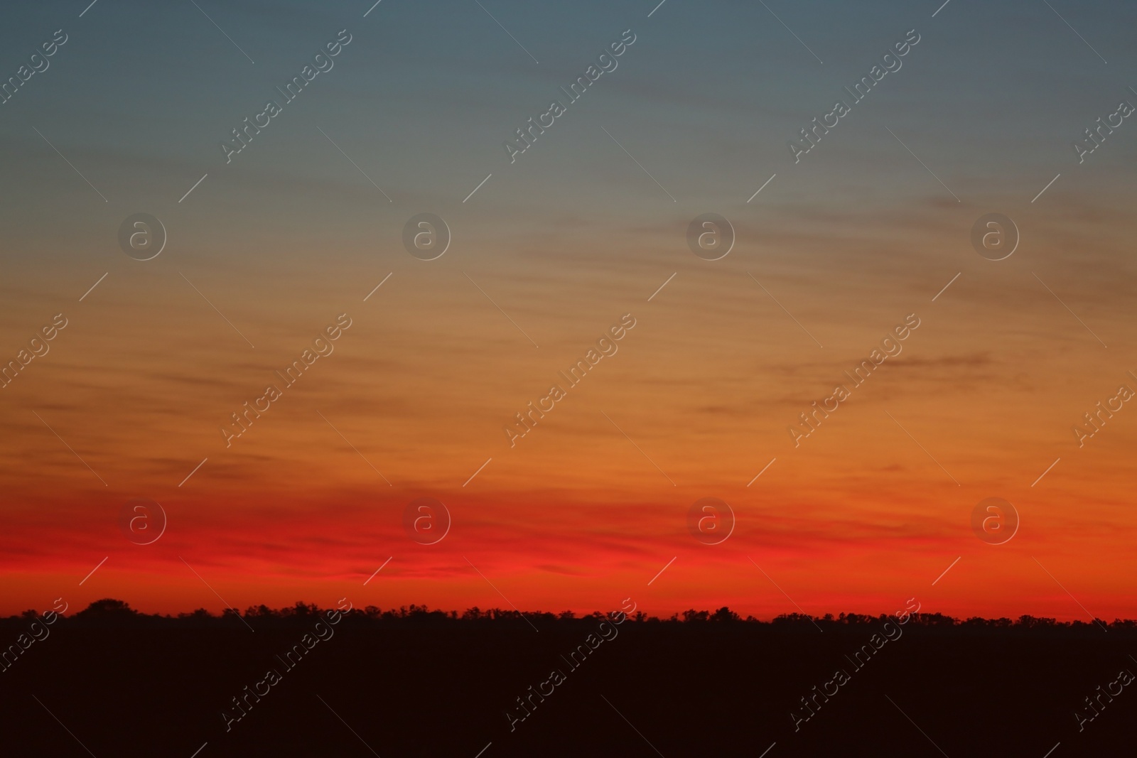 Photo of Picturesque view of beautiful sky lit by setting sun