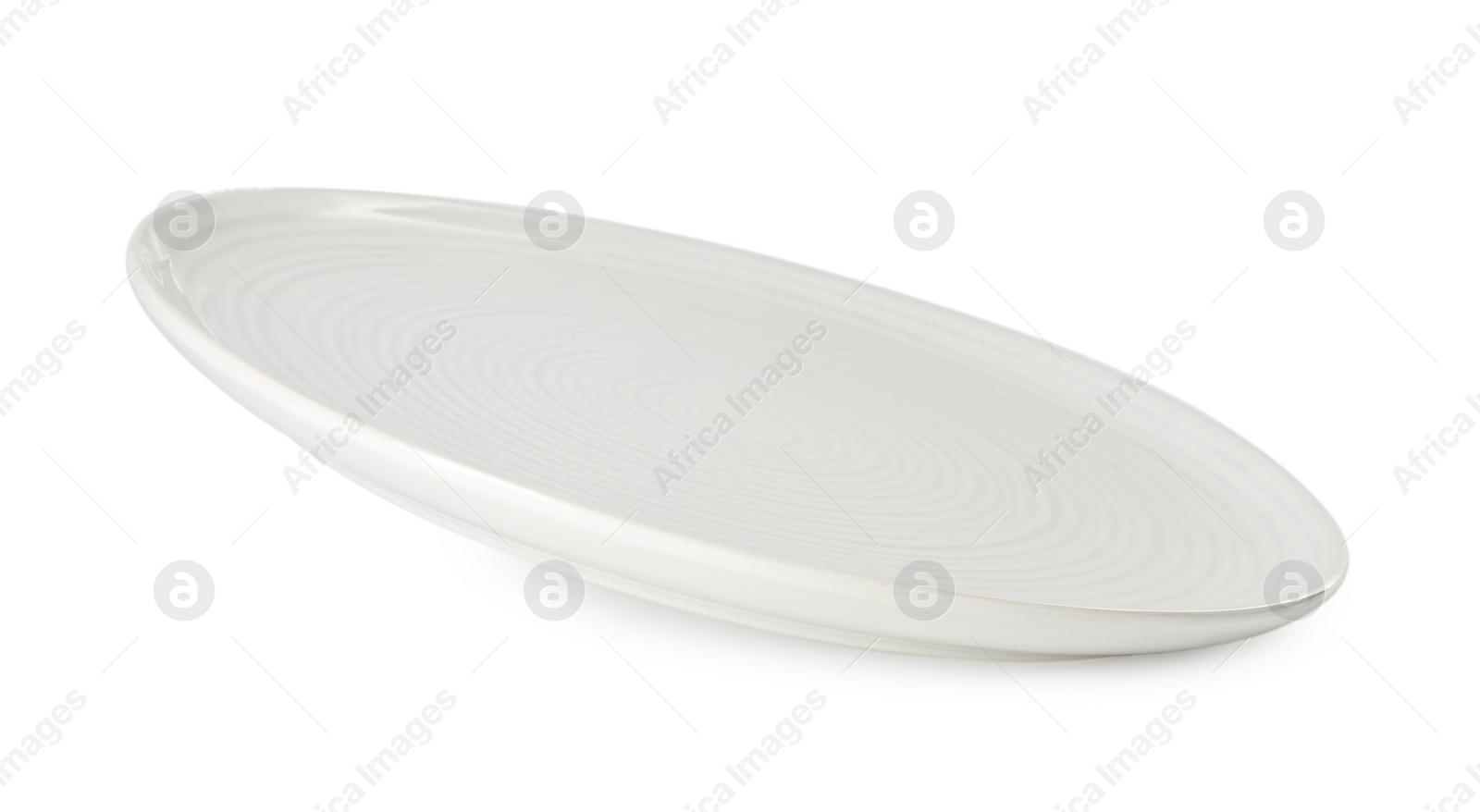 Photo of One beautiful ceramic plate isolated on white