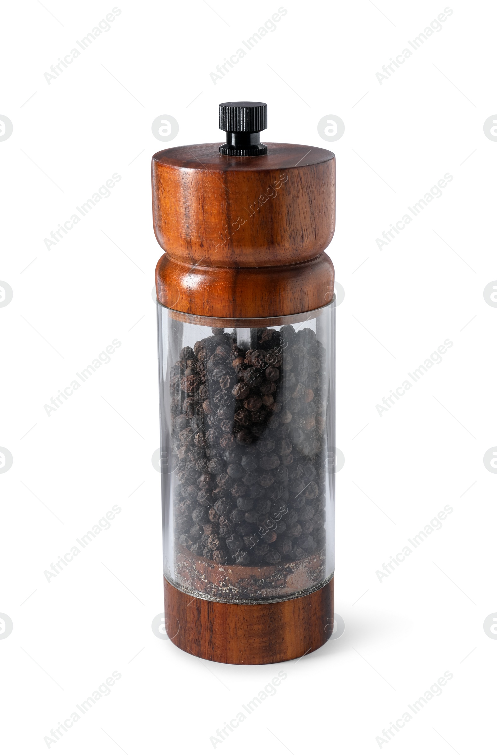 Photo of Pepper shaker isolated on white. Kitchen utensil