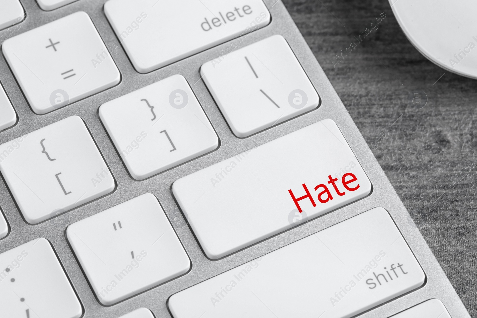 Image of Button with text Hate on computer keyboard, closeup