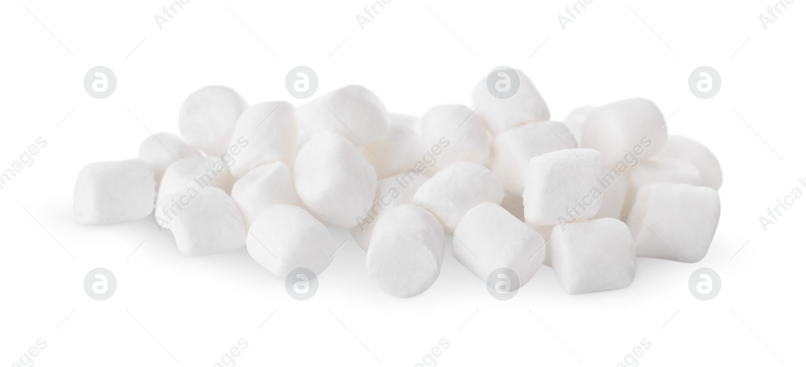 Photo of Pile of sweet puffy marshmallows isolated on white