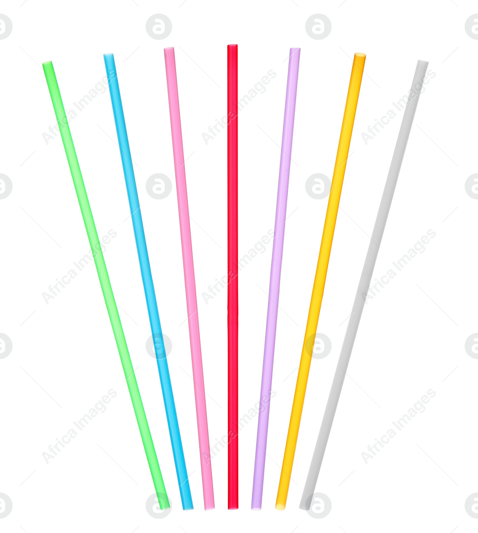 Image of Set with different straws for drinks on white background