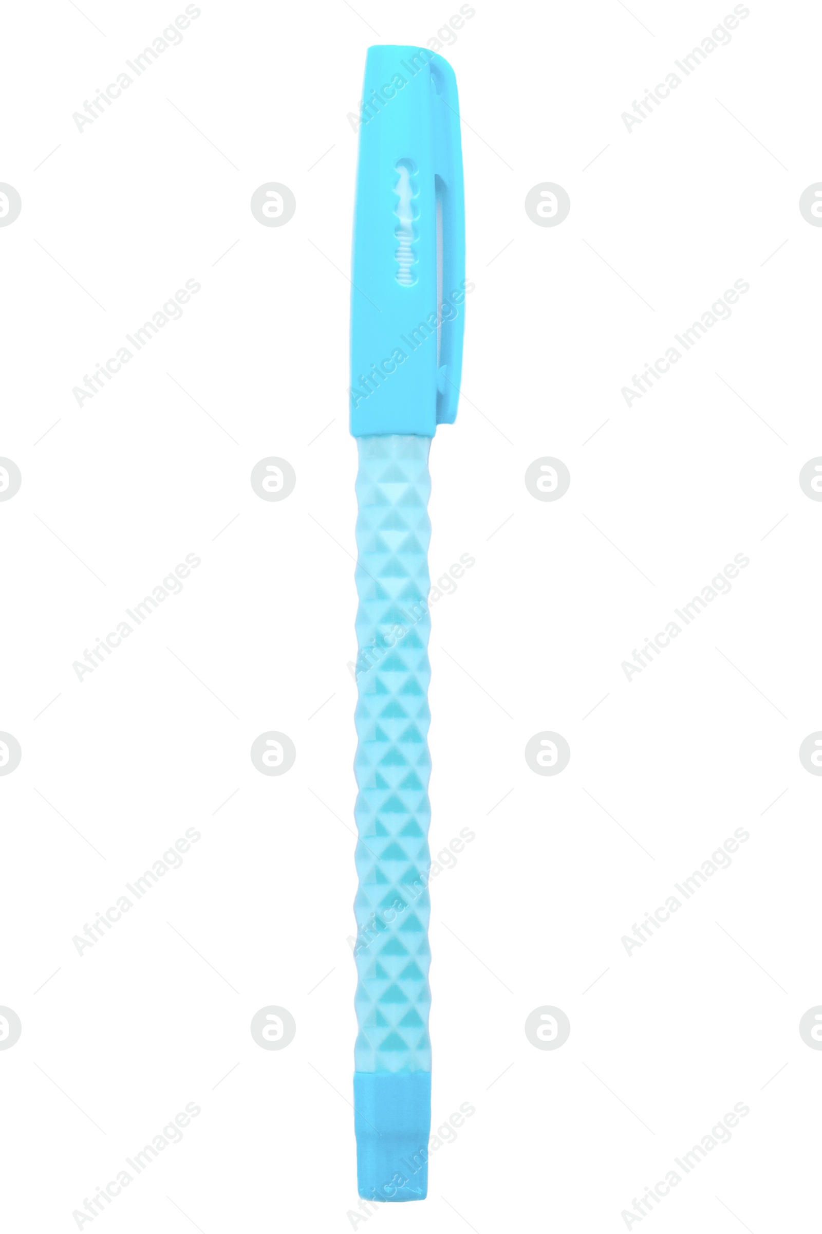 Photo of New ballpoint pen isolated on white. School stationery