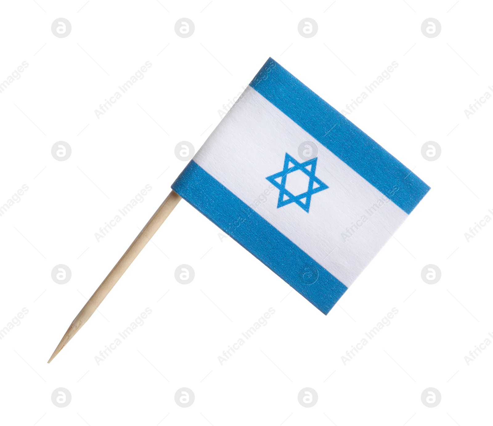 Photo of Small paper flag of Israel isolated on white