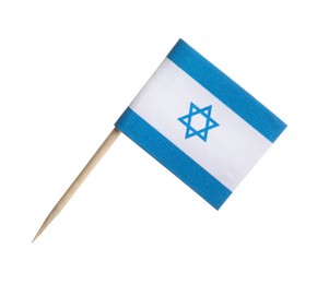Photo of Small paper flag of Israel isolated on white
