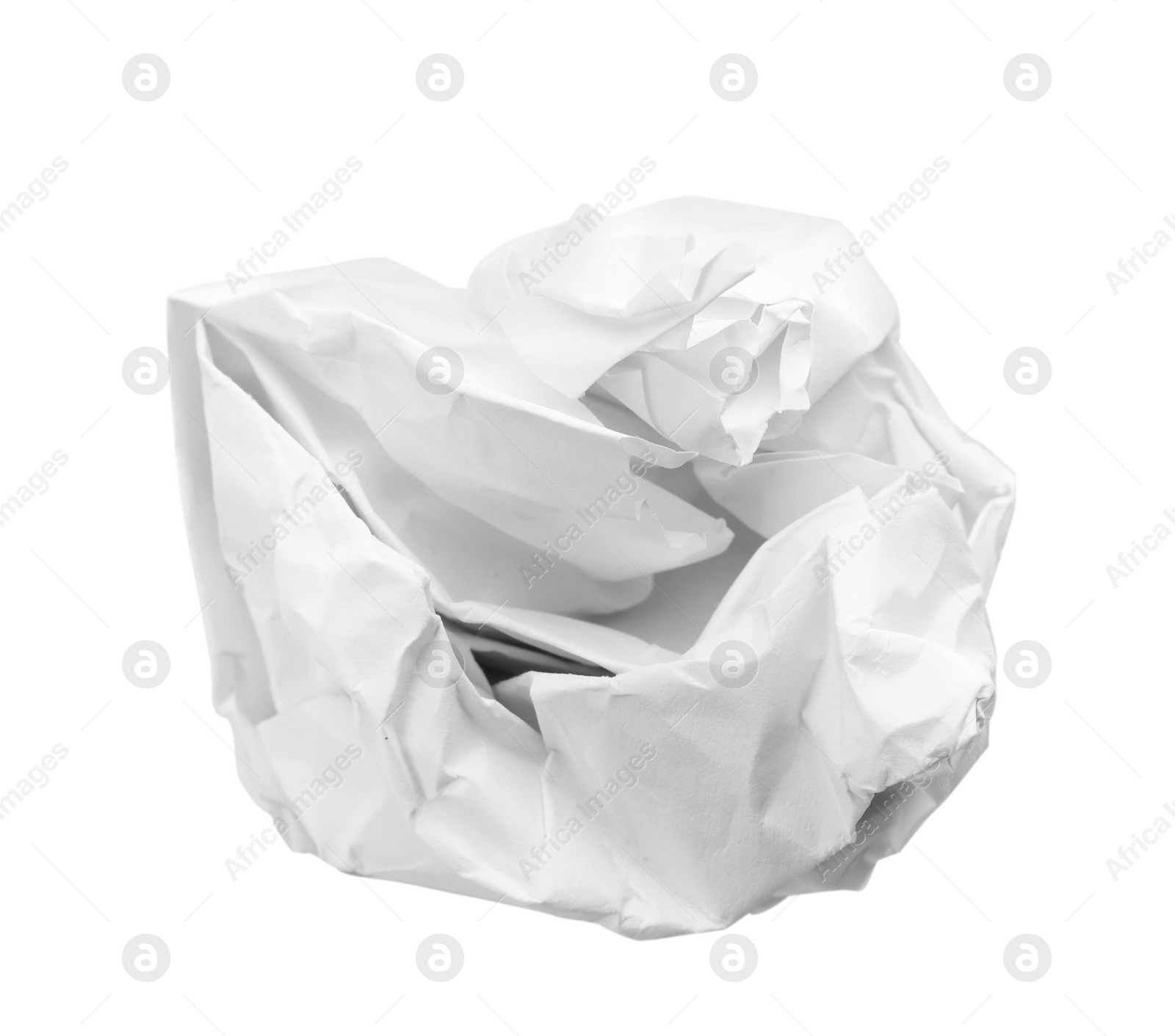Photo of Crumpled sheet of paper on white background