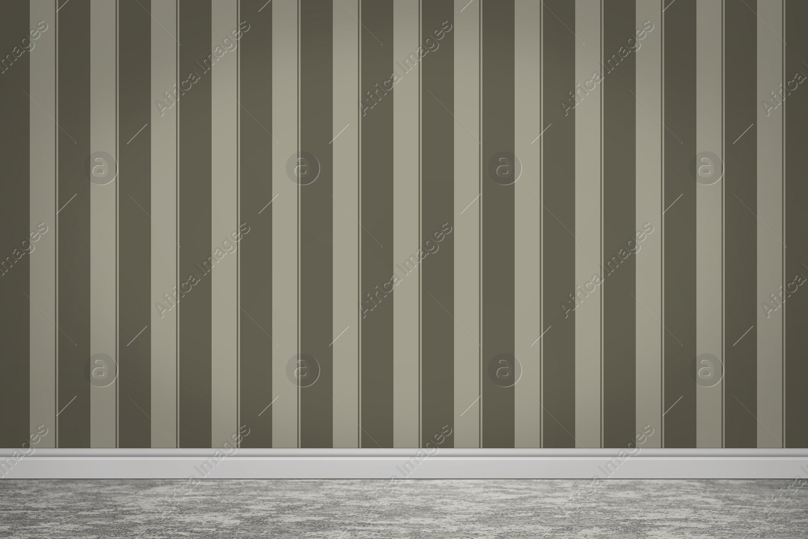 Image of Striped wallpaper and grey floor in room