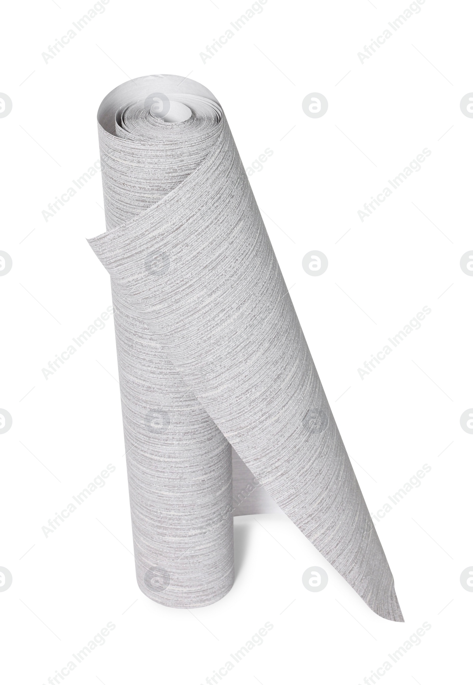 Photo of One grey wallpaper roll isolated on white