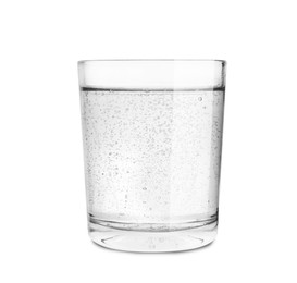 Photo of Glass of soda water isolated on white