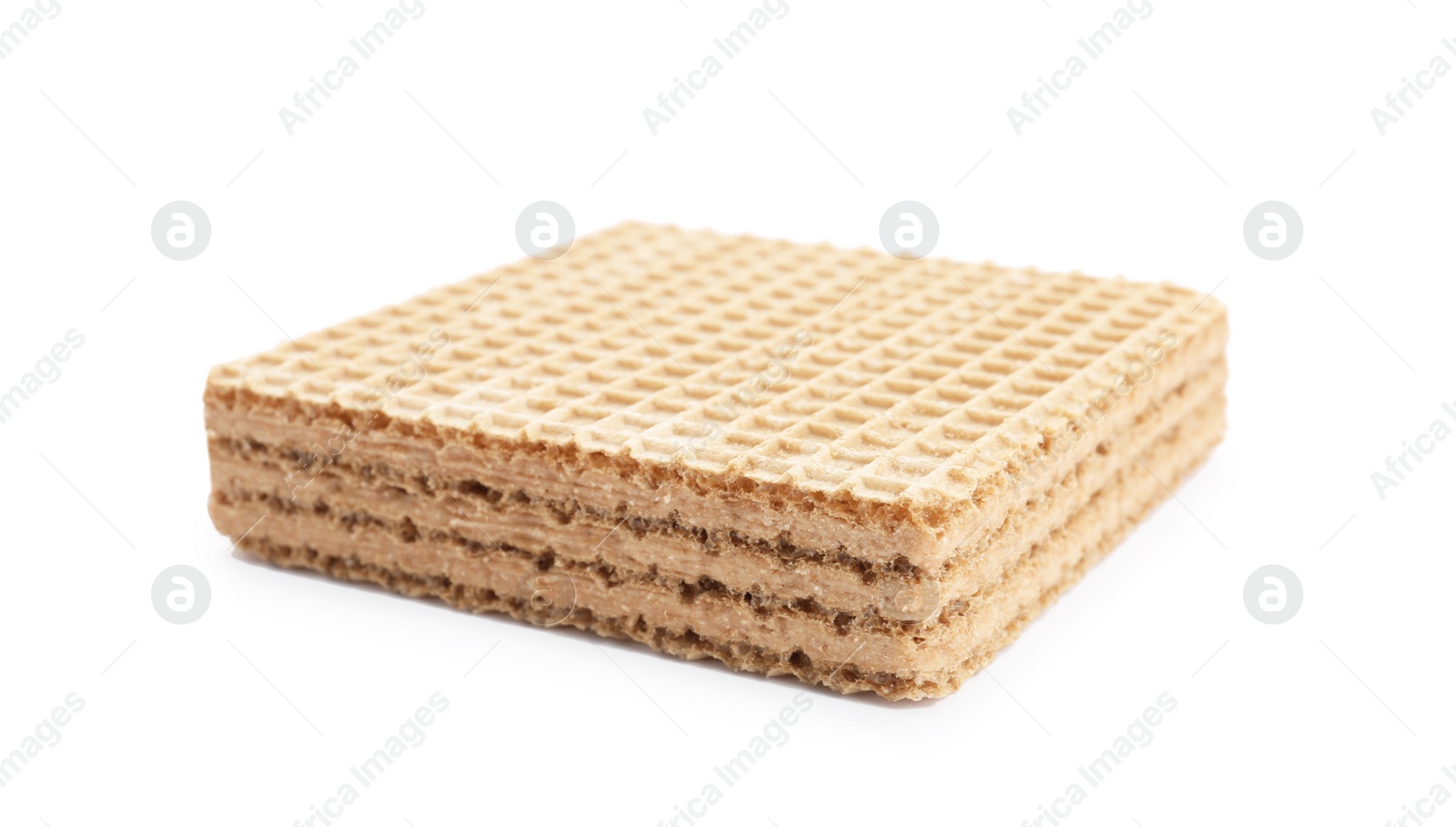 Photo of Delicious crispy wafer on white background. Sweet food