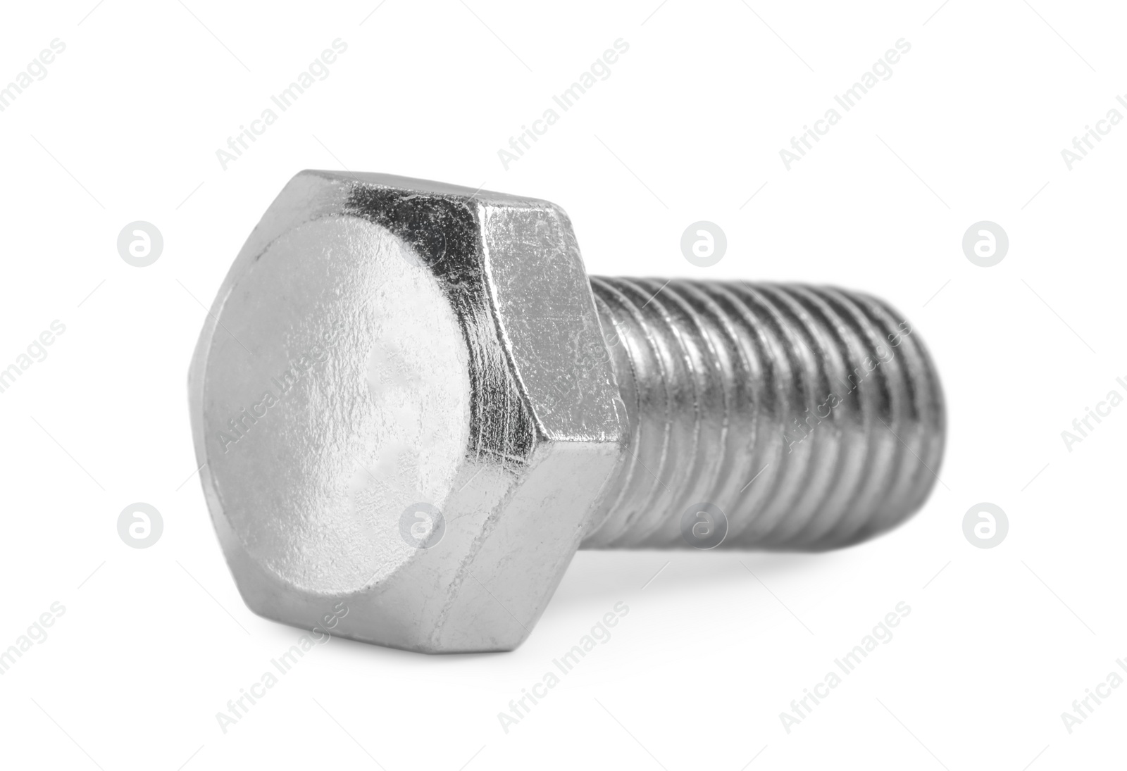 Photo of One metal hex bolt isolated on white