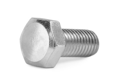 Photo of One metal hex bolt isolated on white