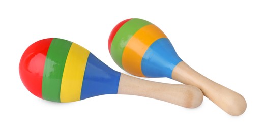 Colorful maracas on white background. Musical instrument