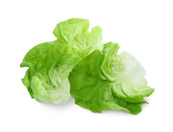 Photo of Fresh leaves of green butter lettuce isolated on white