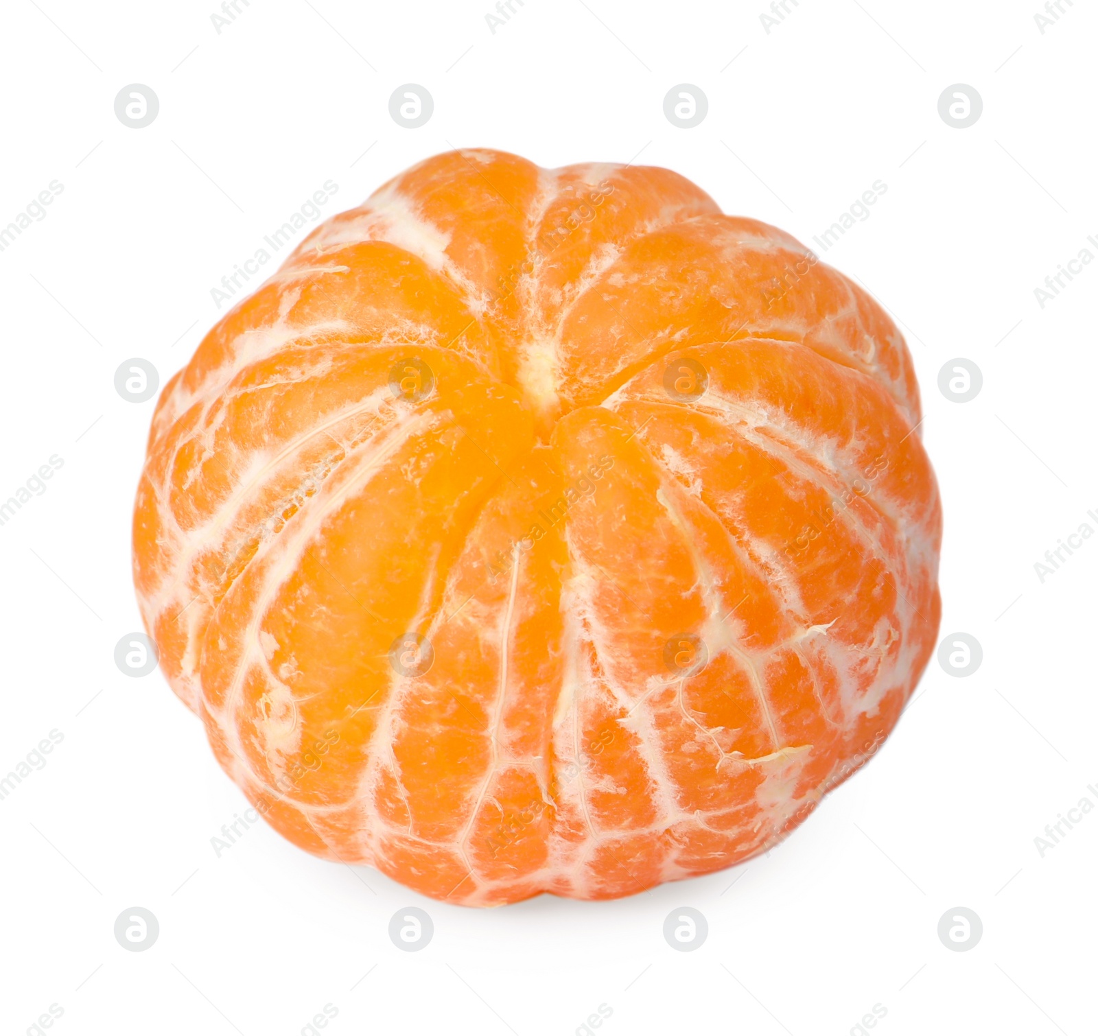 Photo of Peeled fresh ripe tangerine isolated on white