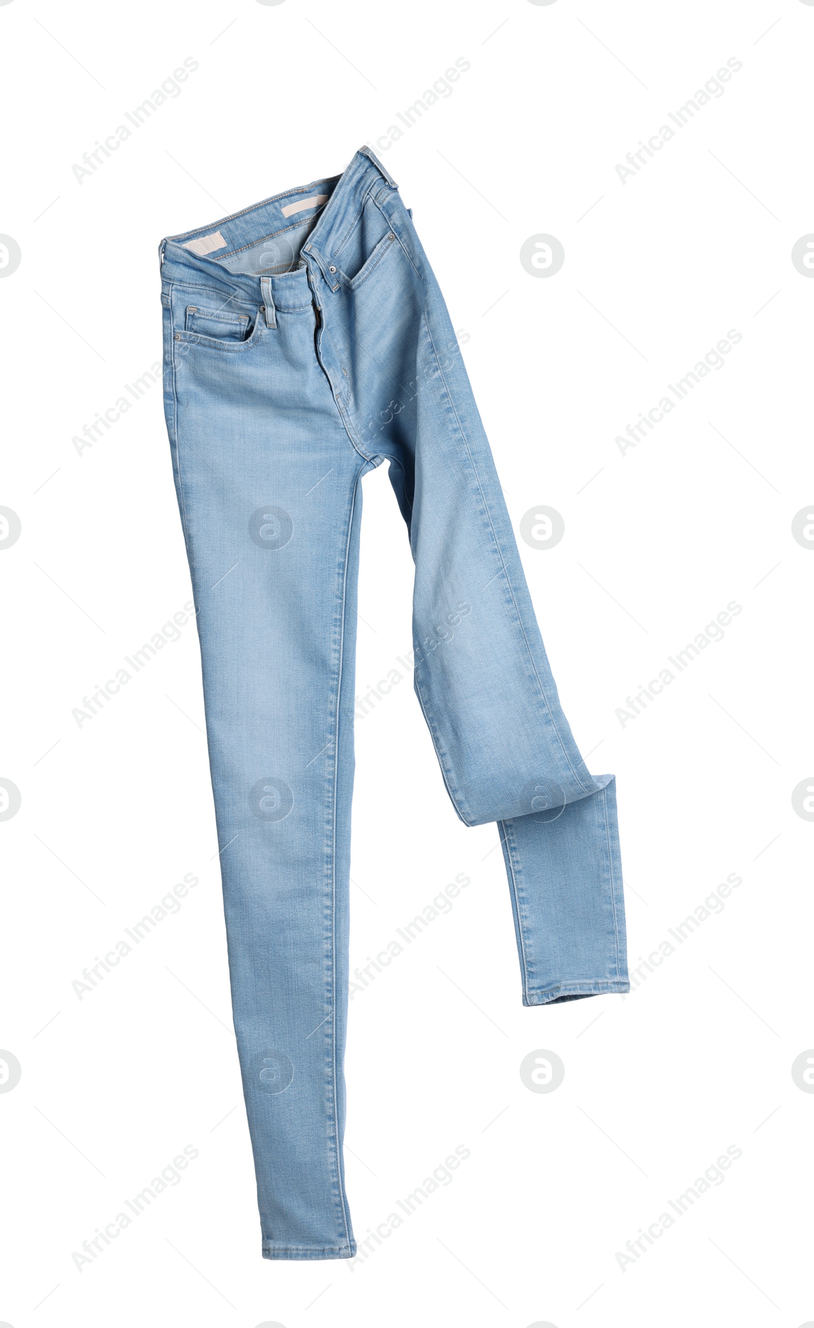 Image of Stylish light blue jeans isolated on white