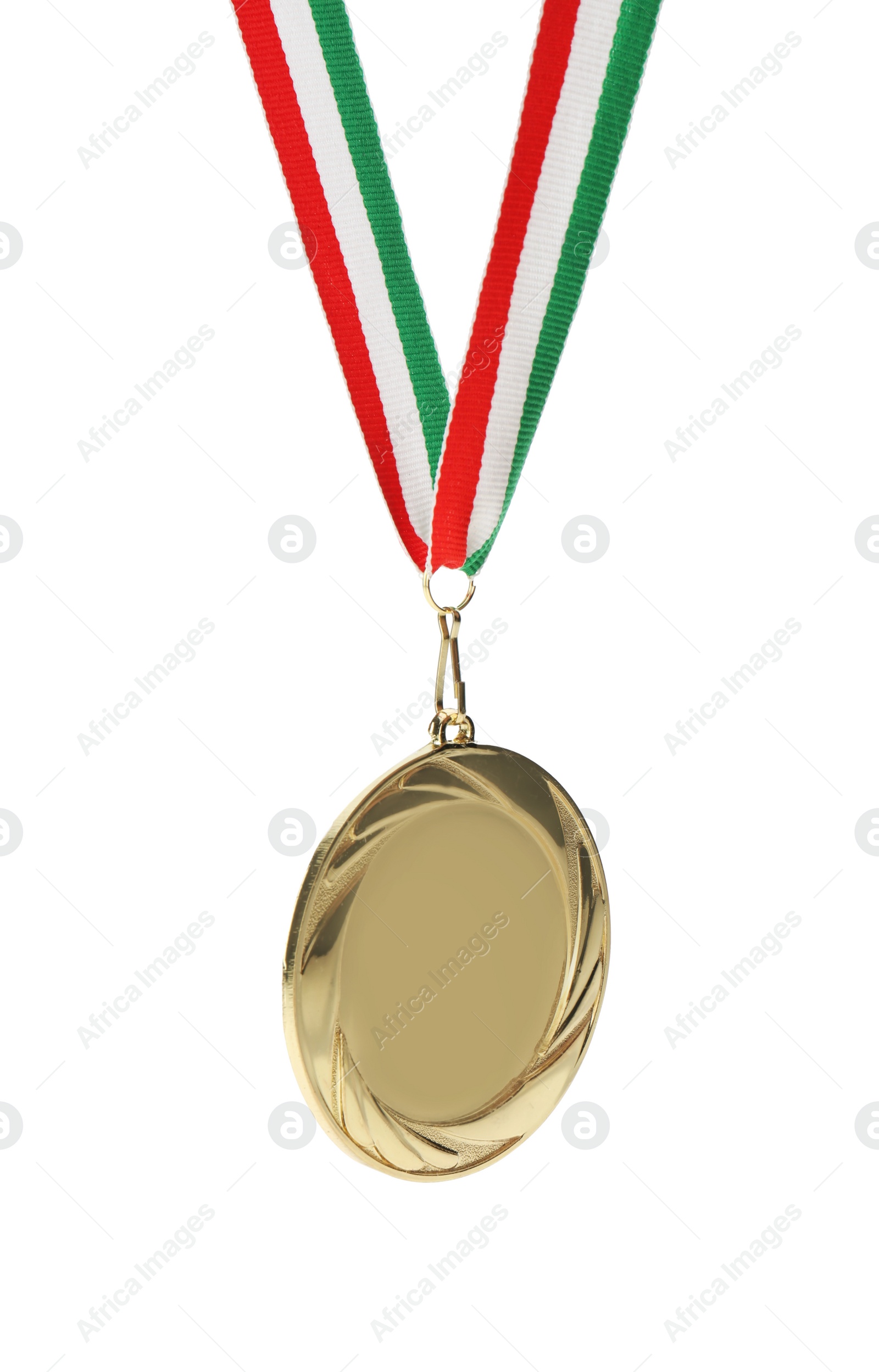 Photo of Gold medal isolated on white. Space for design