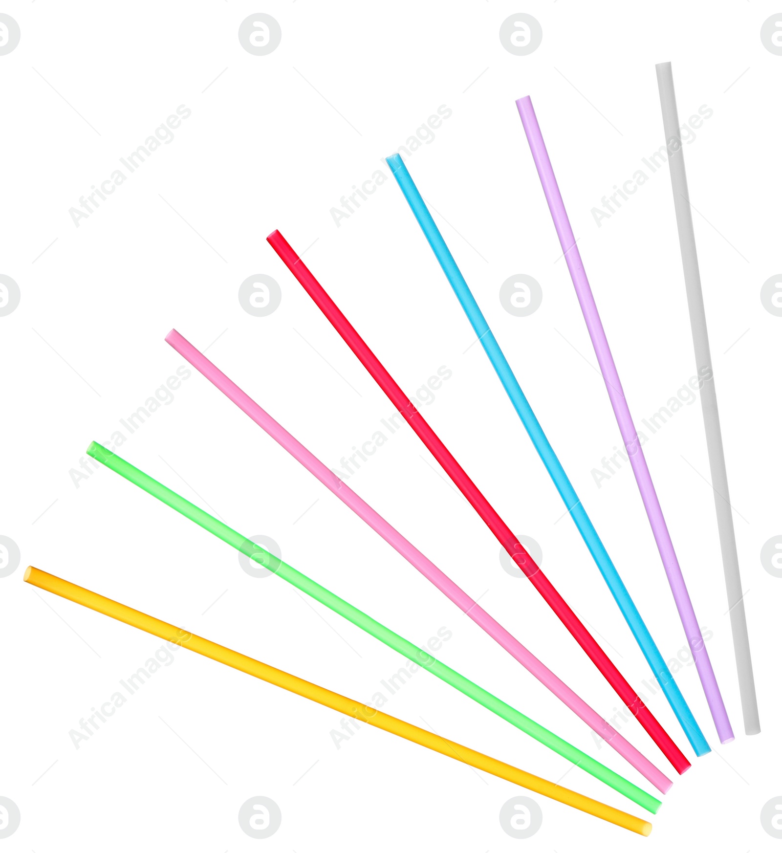 Image of Set with different straws for drinks on white background