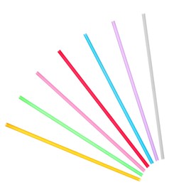 Image of Set with different straws for drinks on white background