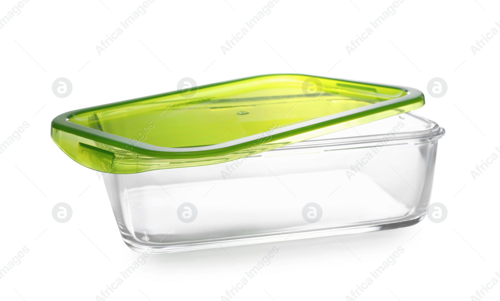 Photo of Empty glass container for food isolated on white