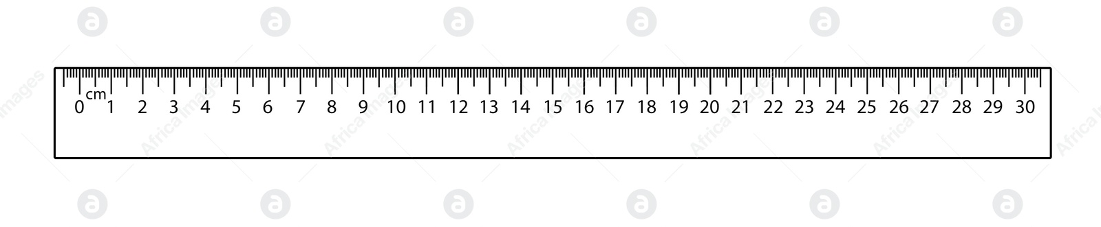 Image of Ruler with measuring length markings in centimeters on white background. Illustration