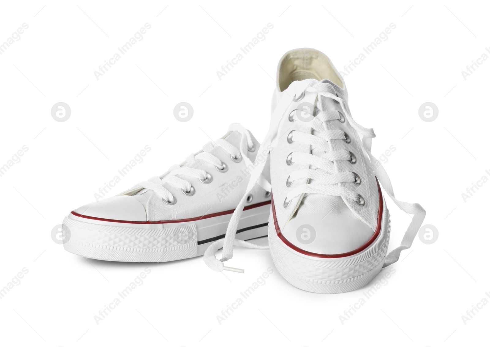 Photo of Pair of trendy sneakers isolated on white