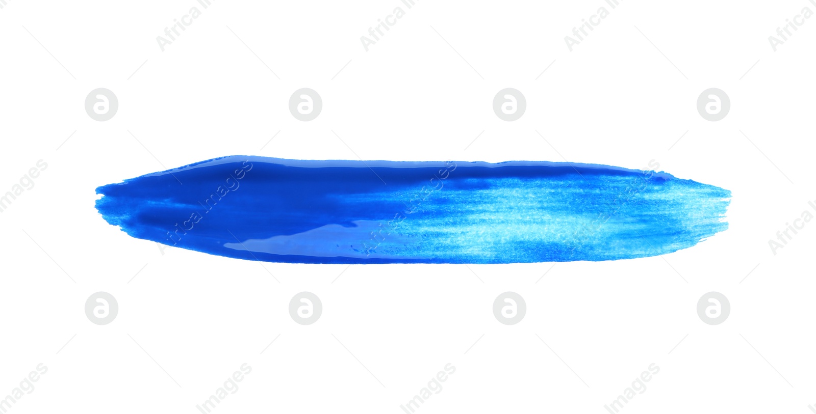 Photo of Abstract brushstroke of blue paint isolated on white