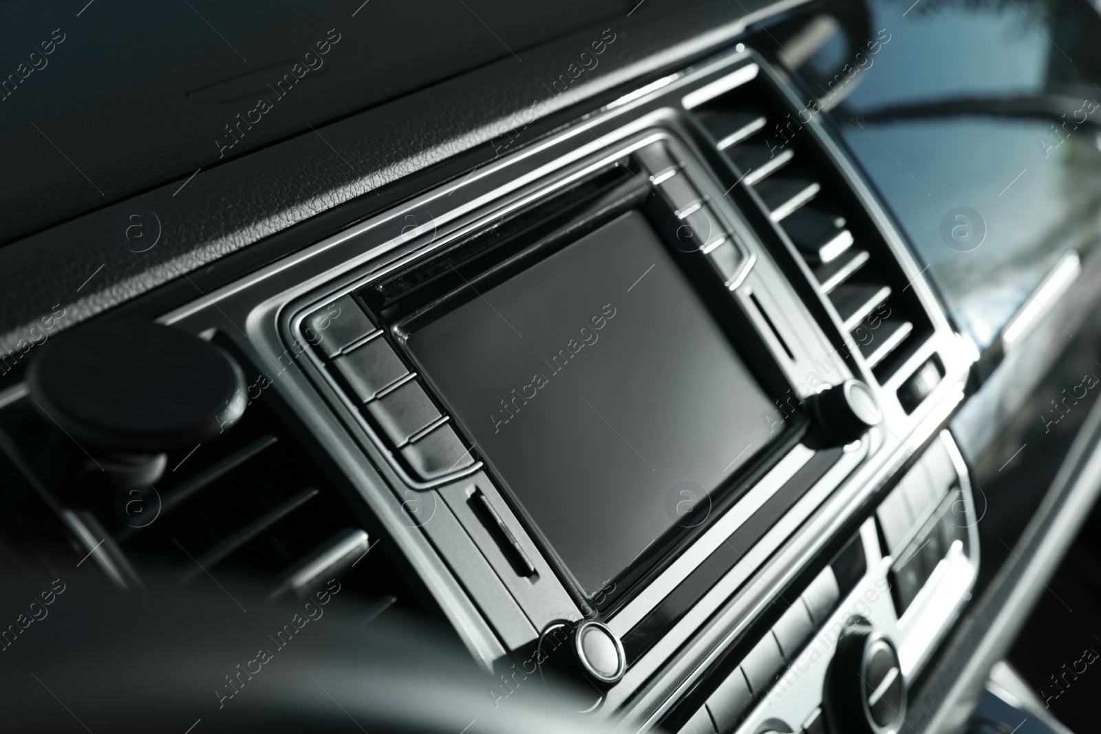 Photo of View of dashboard with navigation system in modern car