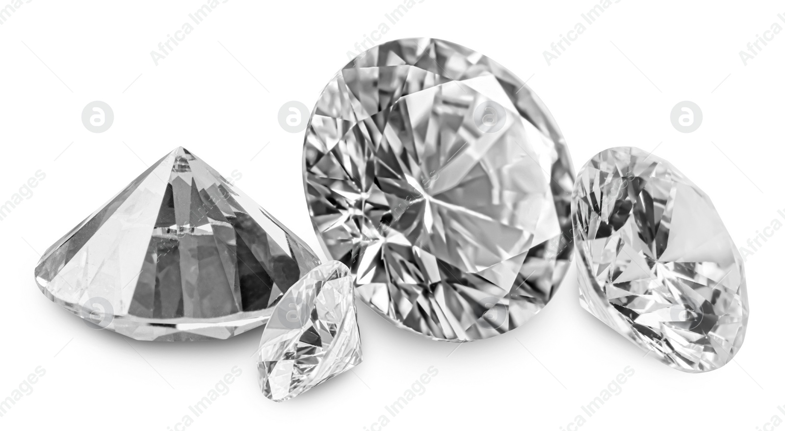 Image of Many beautiful dazzling diamonds on white background