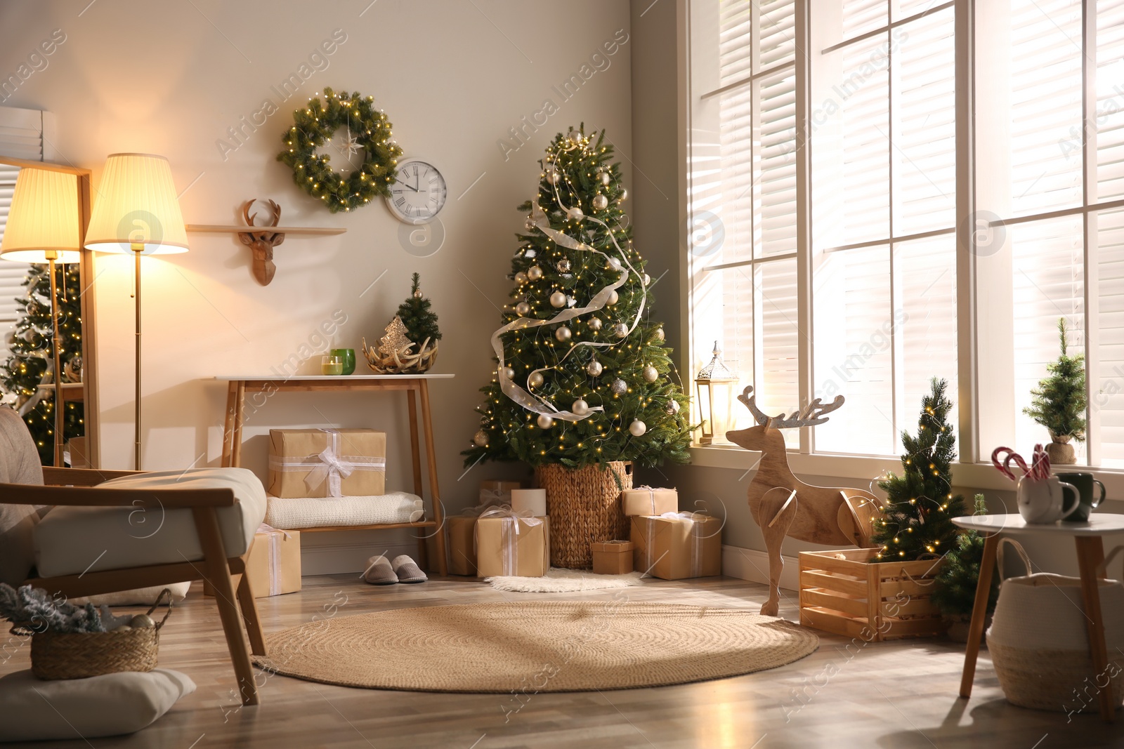 Photo of Beautiful living room interior decorated for Christmas