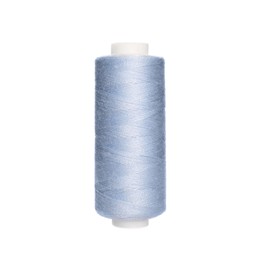 Spool of light blue sewing thread isolated on white